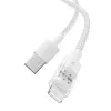 USB uzlādes kabelis Baseus Gem P10373003211-00, 1 m, 2,4 A, Lightning/USB-A, balts, neilona apvalks
