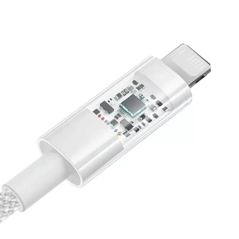 USB uzlādes kabelis Baseus Gem P10373003211-00, 1 m, 2,4 A, Lightning/USB-A, balts, neilona apvalks
