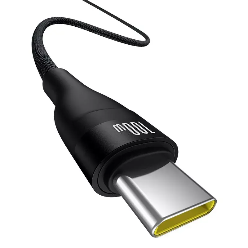 USB-A uz USB-C kabelis Baseus Flash 2 1m 100W melns, USB PD, 480 Mbps, neilons