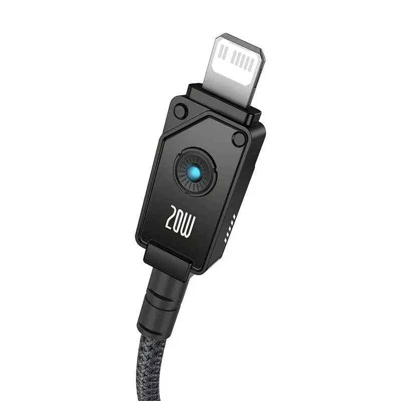 USB-C uz Lightning kabelis Baseus Unbreakable 1m 20W — Aramidšķiedra, 480 Mbit/s, melns