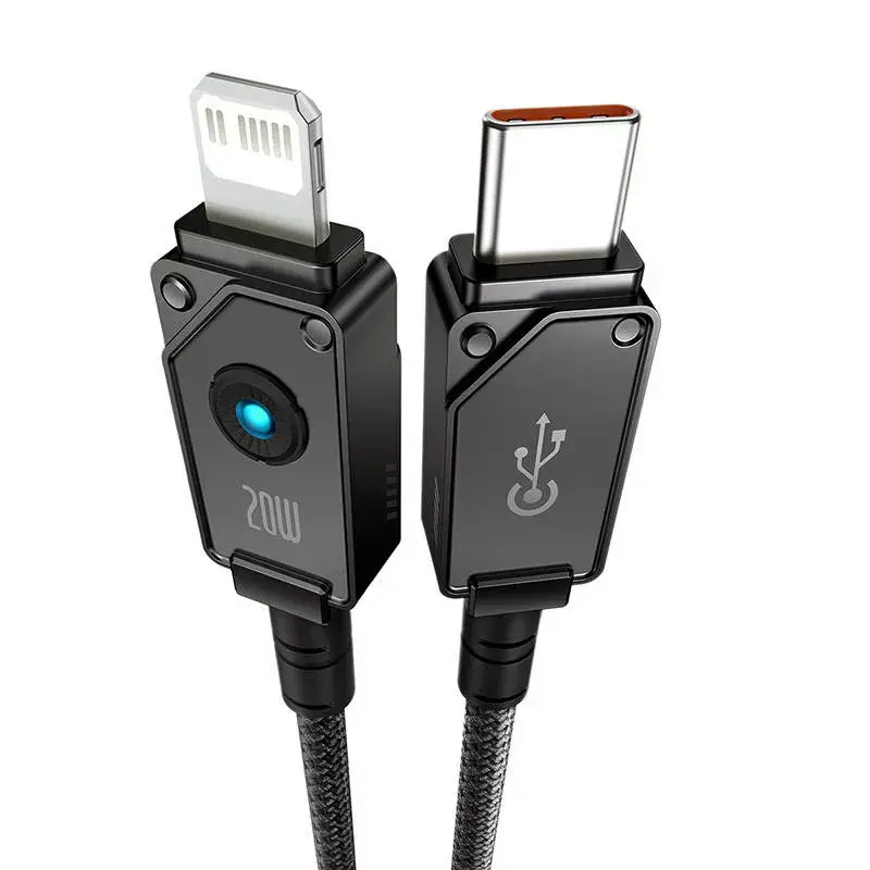 USB-C uz Lightning kabelis Baseus Unbreakable 1m 20W — Aramidšķiedra, 480 Mbit/s, melns