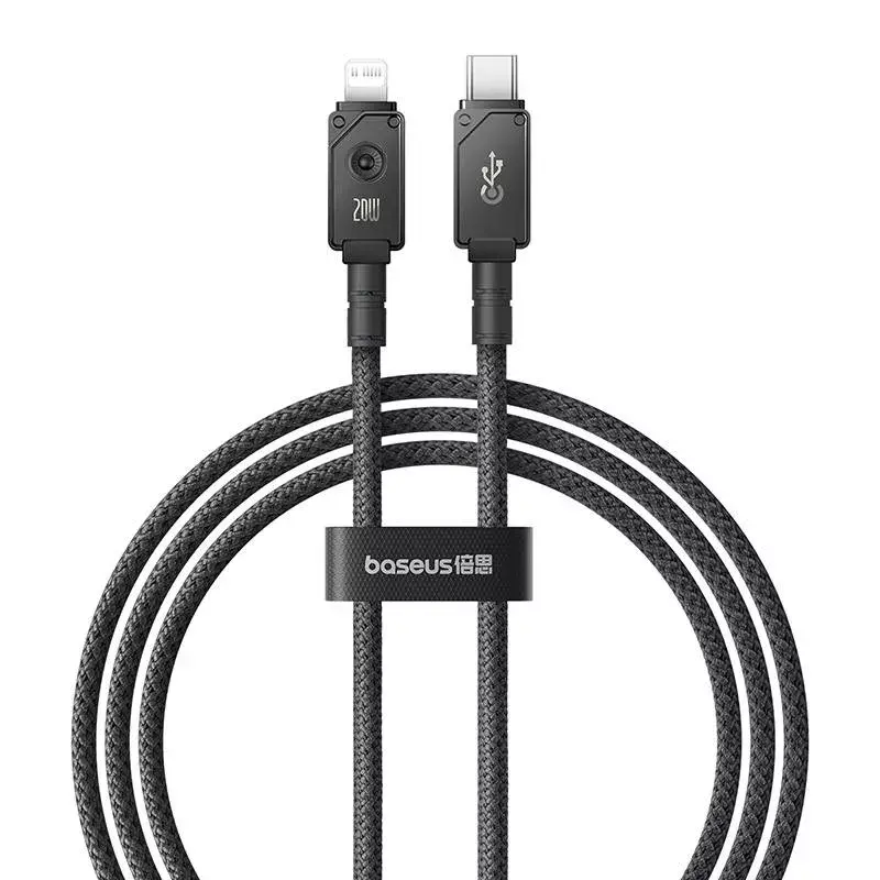 USB-C uz Lightning kabelis Baseus Unbreakable 1m 20W — Aramidšķiedra, 480 Mbit/s, melns