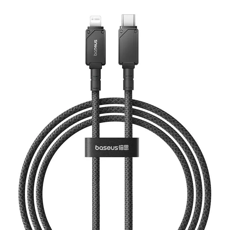 USB-C uz Lightning kabelis Baseus Unbreakable 1m 20W — Aramidšķiedra, 480 Mbit/s, melns