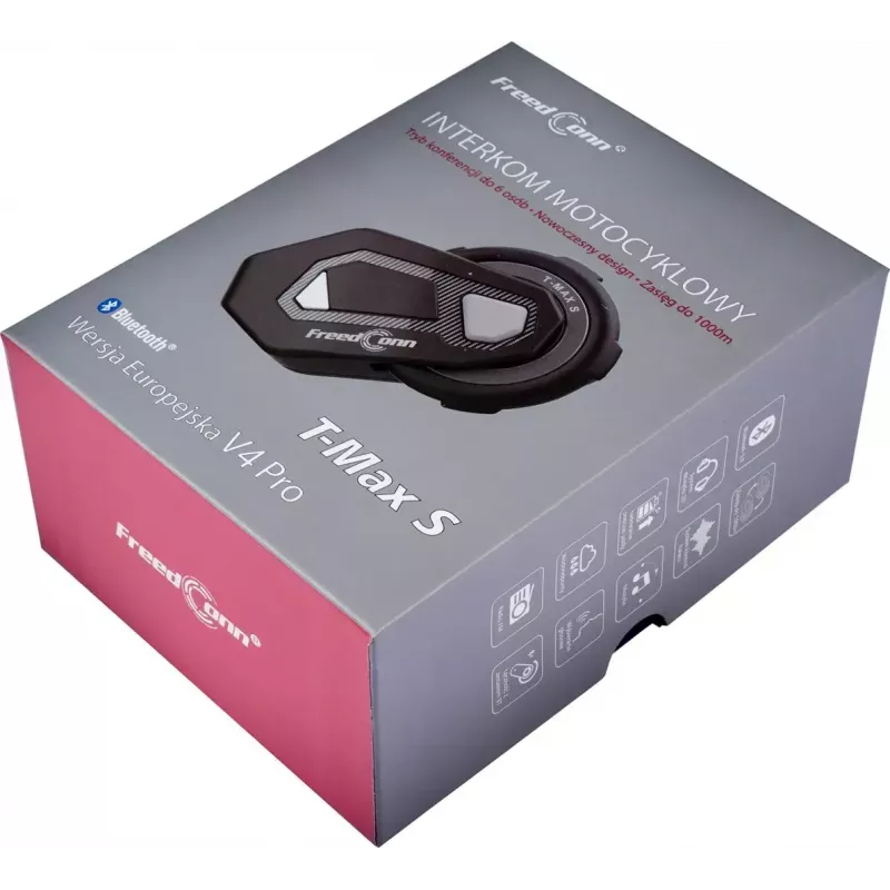 Austiņas FreedConn T-MAX S V4 PRO SINGLE — Bluetooth 5.1, intercoms līdz 1000 m, FM radio, 11 h sarunu laiks, LiPo 500 mAh
