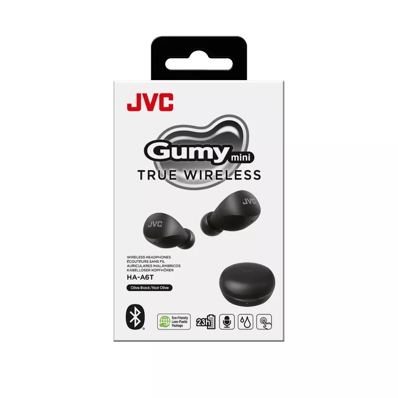 JVC Gumy Mini TWS melns, True Wireless Stereo (TWS), 20 - 20000 Hz, Zvani/Mūzika, 7.6 g, Austiņas, Melns