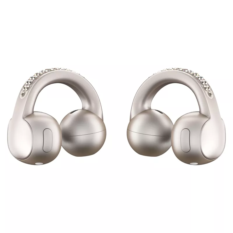Austiņas Motorola Moto Buds Loop Bluetooth auss skava binaurālās, Dolby Atmos, Bluetooth 5.0, ANC, 8 h atskaņošana, uzlādes futrālis 520 mAh, bēšs