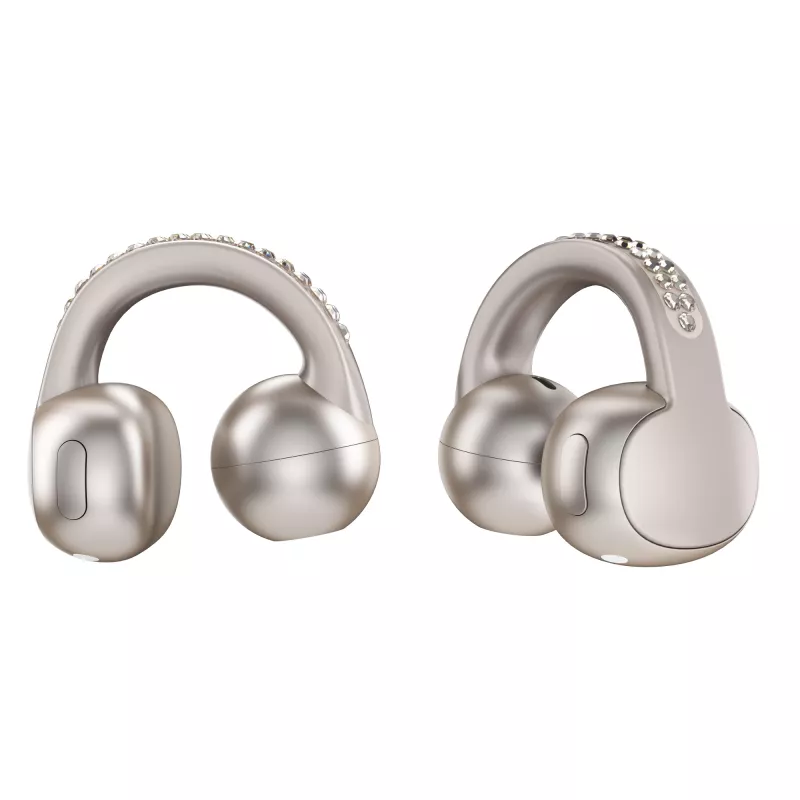 Austiņas Motorola Moto Buds Loop Bluetooth auss skava binaurālās, Dolby Atmos, Bluetooth 5.0, ANC, 8 h atskaņošana, uzlādes futrālis 520 mAh, bēšs