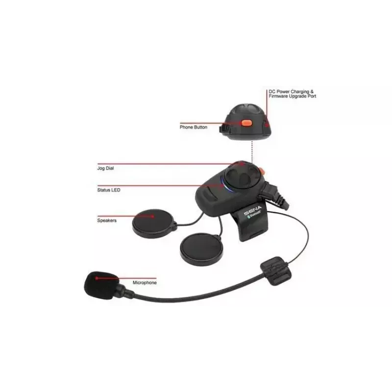 Motocikla Bluetooth domofons Sena SMH5-10 — ķiveres komunikators braucēja-pasažiera savienojumam un tālruņa savienojamībai