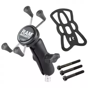 RAM Mounts X-Grip telefona turētājs motocikla stūres skavas stiprinājumam, melns