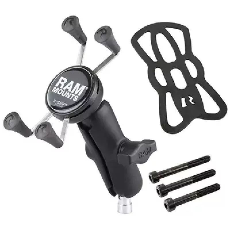 RAM Mounts X-Grip telefona turētājs motocikla stūres skavas stiprinājumam, melns