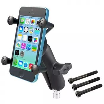 RAM Mounts X-Grip telefona turētājs motocikla stūres skavas stiprinājumam, melns