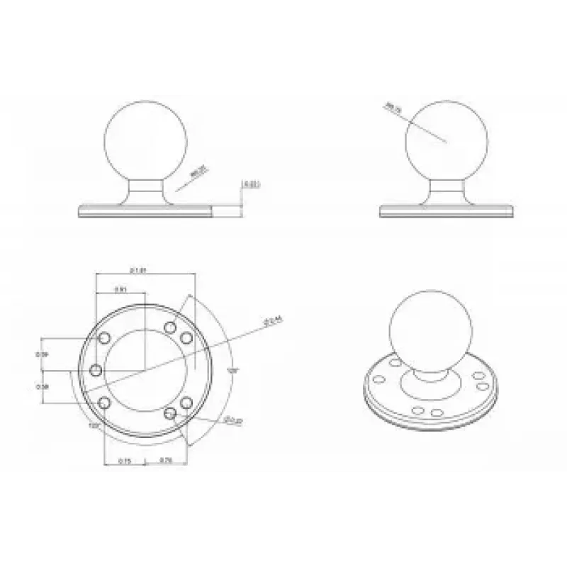 Apļveida plāksne ar lodīti RAM Mounts RAM-202U