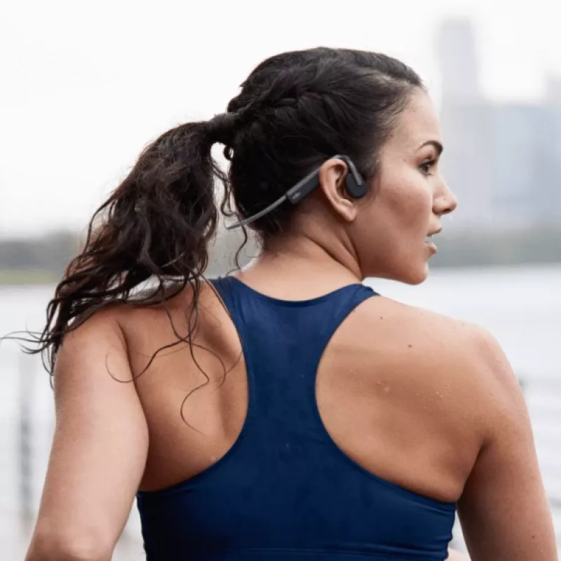SHOKZ OpenMove austiņas, bezvadu, kakla siksnas, sportam, Bluetooth, pelēkas