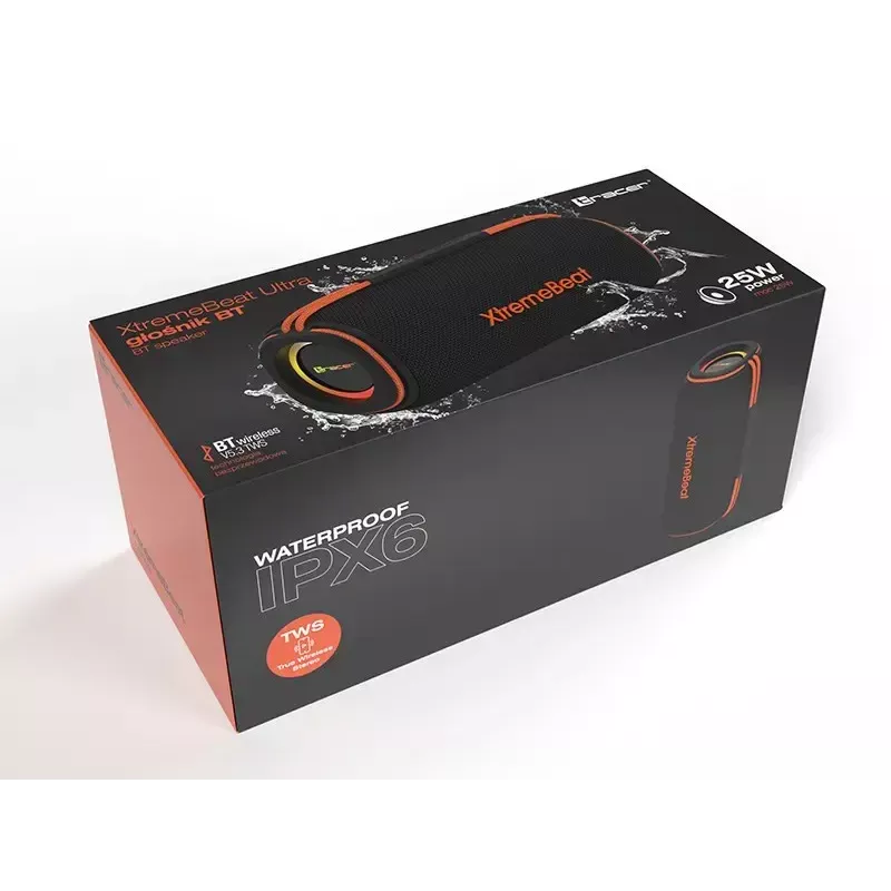 Pārnēsājams stereo skaļrunis TRACER XtraVox XL TWS BT RGB — 25 W RMS, IPX6, Bluetooth 5.3, AUX, USB-A