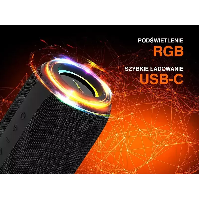 Pārnēsājams stereo skaļrunis TRACER XtraVox XL TWS BT RGB — 25 W RMS, IPX6, Bluetooth 5.3, AUX, USB-A