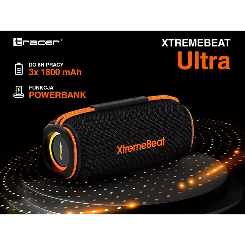 Pārnēsājams stereo skaļrunis TRACER XtraVox XL TWS BT RGB — 25 W RMS, IPX6, Bluetooth 5.3, AUX, USB-A