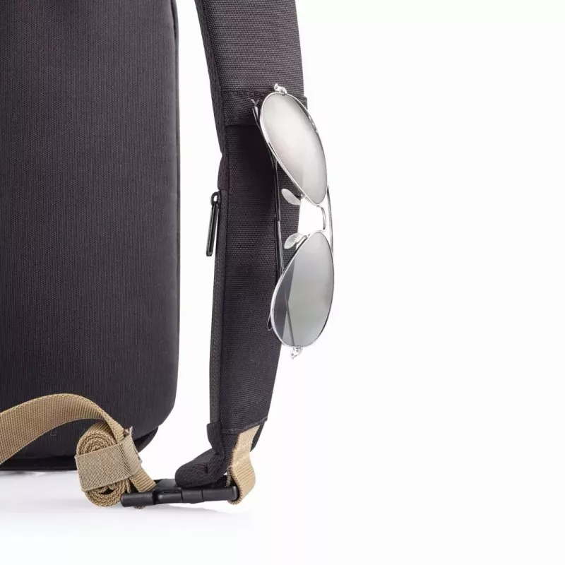 Pretlaupīšanas mugursoma XDDESIGN Bobby Sling — Melna, ūdensnecaurlaidīga, RFID kabatas, planšetdatora nodalījums, 4 L, 530 g