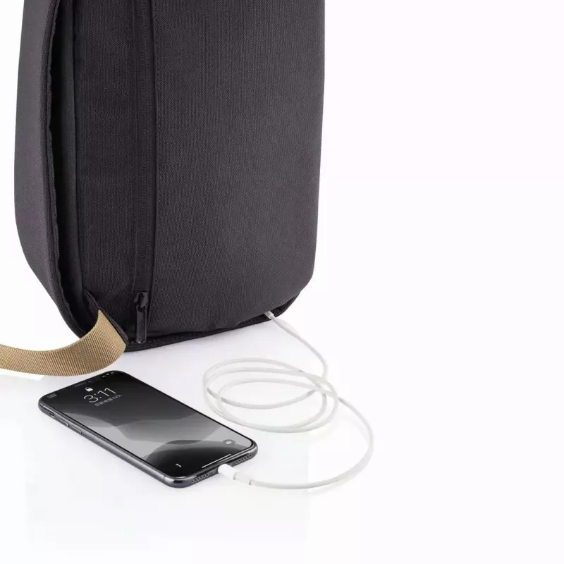 Pretlaupīšanas mugursoma XDDESIGN Bobby Sling — Melna, ūdensnecaurlaidīga, RFID kabatas, planšetdatora nodalījums, 4 L, 530 g
