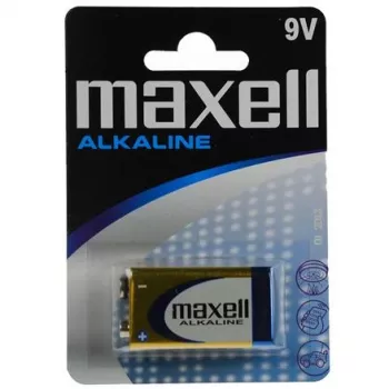 Vienreizlietojama sārma 9V baterija MAXELL, 1,5 V, prizmatiska 9V, 1 gab., blistera iepakojums