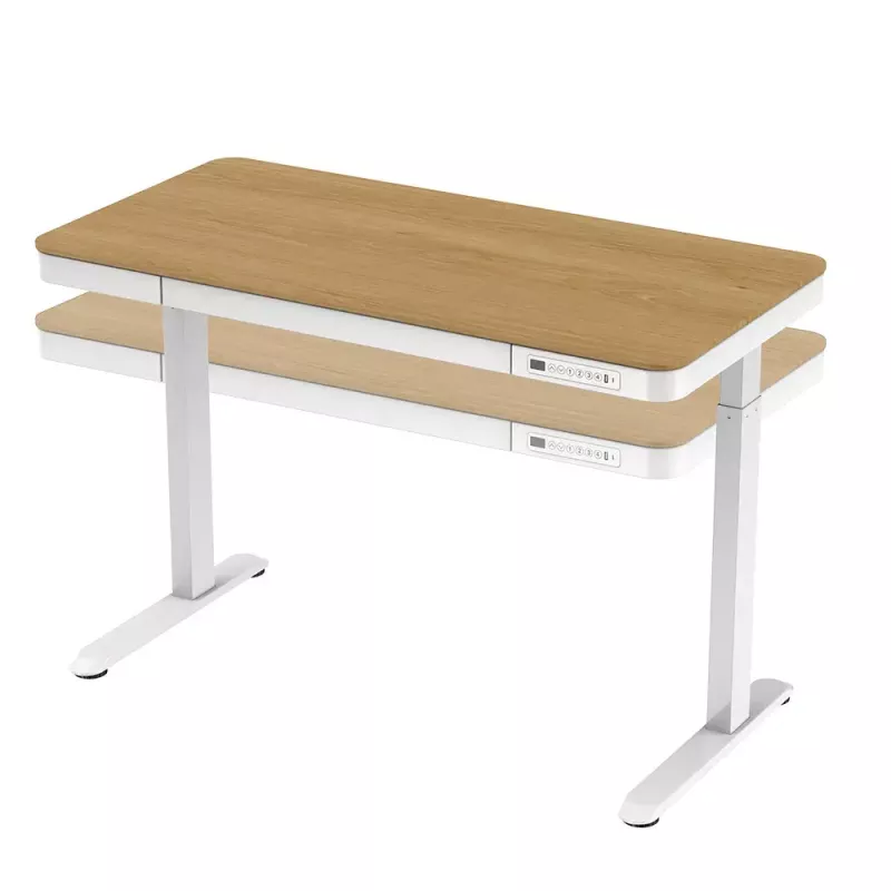 Tuckano elektriski regulējams galds ET119W-C balts/ozols