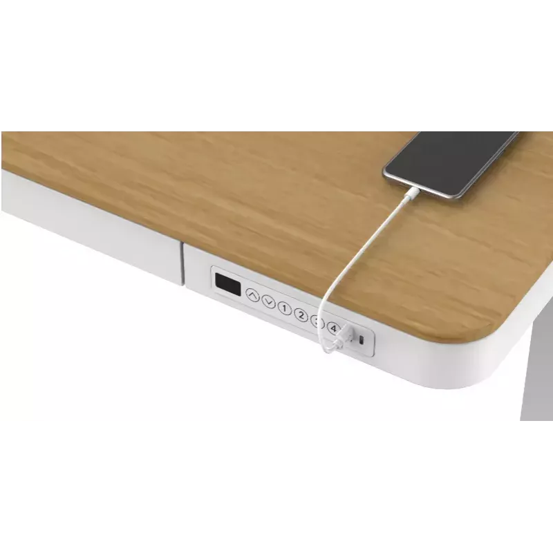 Tuckano elektriski regulējams galds ET119W-C balts/ozols
