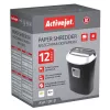 Papīra smalcinātājs ActiveJet ASH-1201D, strēmelēs griezts 5 x 38 mm, 22 cm ievade, 12 lapu ietilpība, 25 L grozs, P-3, melns