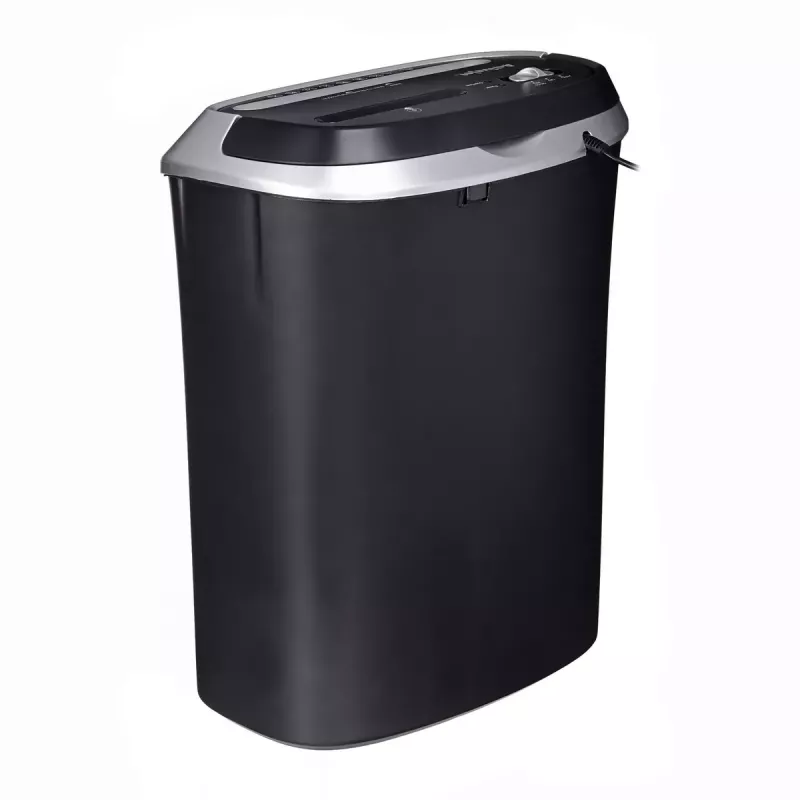 Papīra smalcinātājs ActiveJet ASH-1201D, strēmelēs griezts 5 x 38 mm, 22 cm ievade, 12 lapu ietilpība, 25 L grozs, P-3, melns