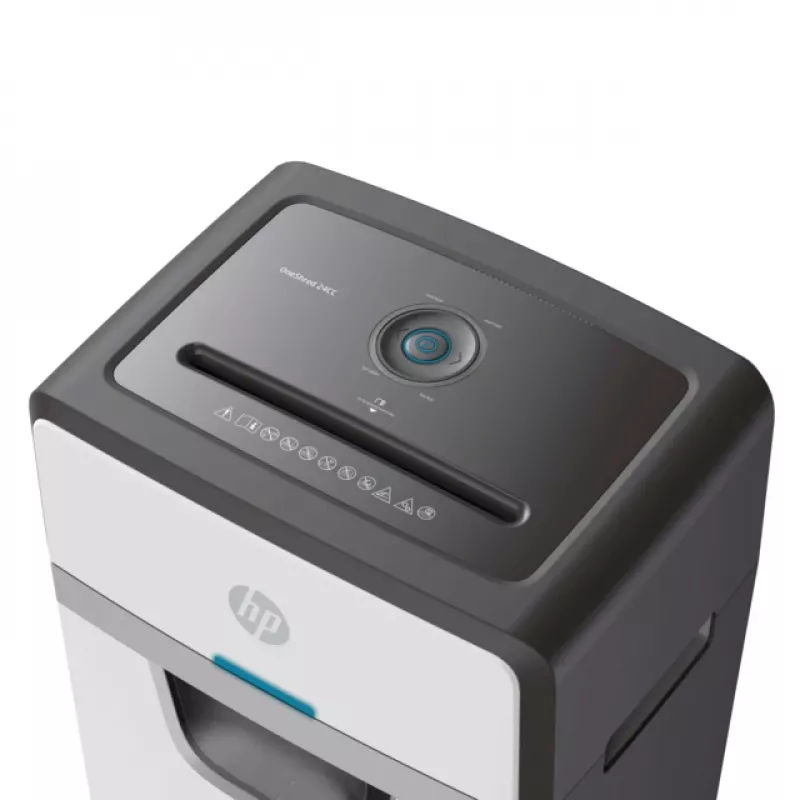 HP OneShred 24CC papīra smalcinātājs Daļiņveida griešana 65 dB 22 cm Balts, Melns