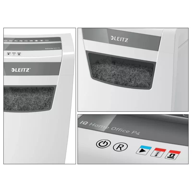 Leitz IQ Home Office dokumentu smalcinātājs P4, daļiņveida smalcināšana, 22 cm, 4 x 28 mm, 23 L, 225 loksnes, 58 dB