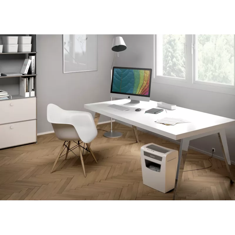 Leitz IQ Home Office dokumentu smalcinātājs P4, daļiņveida smalcināšana, 22 cm, 4 x 28 mm, 23 L, 225 loksnes, 58 dB
