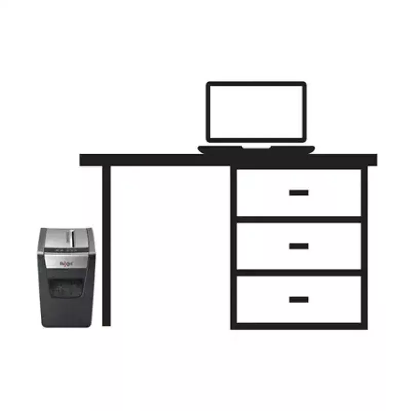 Smalkinātājs REXEL Momentum X312-SL — daļiņu griezums 5 x 42 mm, 12 lapu ietilpība, 23 L grozs, pogu vadība