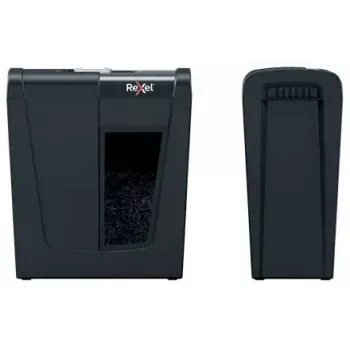 Papīra smalcinātājs REXEL Secure S5 — sloksņu smalcinātājs, 5 lapu ietilpība, 6 mm griezums, 10 l tvertne, P-2 drošība, melns