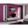 Stikla vitrīna Cama Meble VIGO 180, piestiprināma pie sienas, 1800×400×300 mm, balta/balti spīdīga