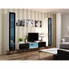 Stikla vitrīna cama meble VIGO 180 pie sienas stiprināma stikla vitrīna 1800×400×300 mm balta/melna glancēta