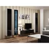 Stikla vitrīna cama meble VIGO 180 pie sienas stiprināma stikla vitrīna 1800×400×300 mm balta/melna glancēta