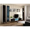 Stikla vitrīna cama meble VIGO 180 pie sienas stiprināma stikla vitrīna 1800×400×300 mm balta/melna glancēta