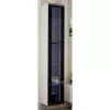 Stikla vitrīna cama meble VIGO 180 pie sienas stiprināma stikla vitrīna 1800×400×300 mm balta/melna glancēta