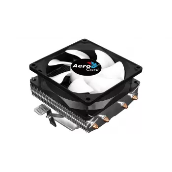 CPU dzesētājs AEROCOOL Air Frost 4 — 4 siltuma caurules, 90 mm ventilators, TDP 125 W, alumīnija ribas, melns