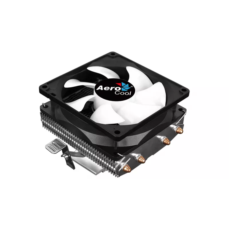 CPU dzesētājs AEROCOOL Air Frost 4 — 4 siltuma caurules, 90 mm ventilators, TDP 125 W, alumīnija ribas, melns