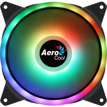 Aerocool DUO14 PC ventilators 14cm ARGB LED dubultā gredzena pretvibrācijas 6 kontaktu melns