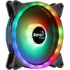 Aerocool DUO14 PC ventilators 14cm ARGB LED dubultā gredzena pretvibrācijas 6 kontaktu melns