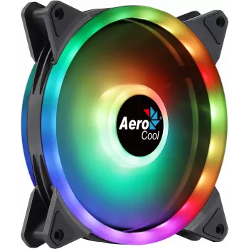Aerocool DUO14 PC ventilators 14cm ARGB LED dubultā gredzena pretvibrācijas 6 kontaktu melns