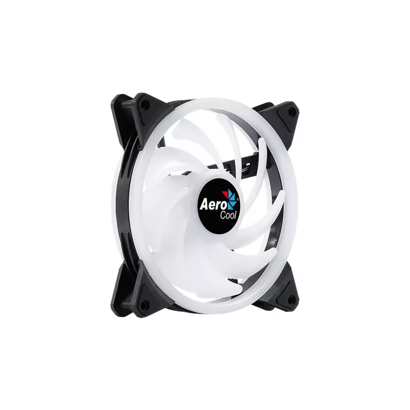 Aerocool DUO14 PC ventilators 14cm ARGB LED dubultā gredzena pretvibrācijas 6 kontaktu melns