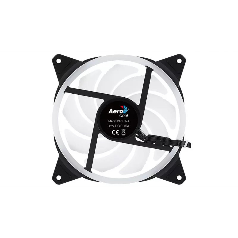 Aerocool DUO14 PC ventilators 14cm ARGB LED dubultā gredzena pretvibrācijas 6 kontaktu melns