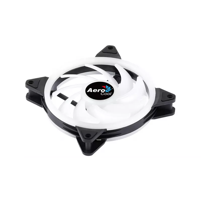 Aerocool DUO14 PC ventilators 14cm ARGB LED dubultā gredzena pretvibrācijas 6 kontaktu melns