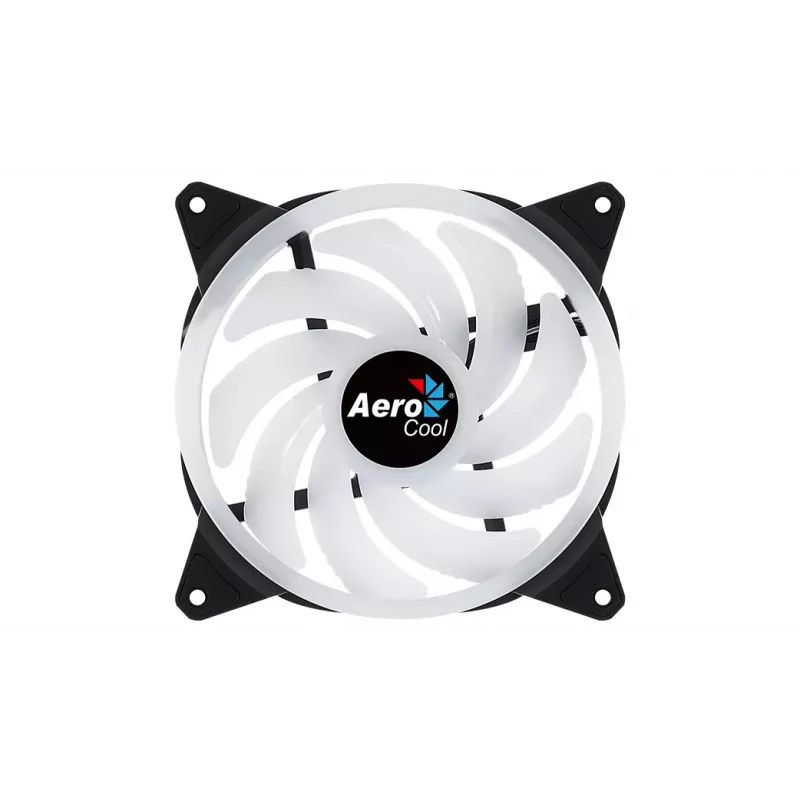 Aerocool DUO14 PC ventilators 14cm ARGB LED dubultā gredzena pretvibrācijas 6 kontaktu melns