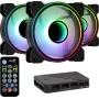 Aerocool MIRAGE12PRO Kit 3xFan PC 12cm ARGB 6 Pins Hub Silent Melns