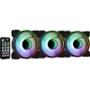 Aerocool MIRAGE12PRO Kit 3xFan PC 12cm ARGB 6 Pins Hub Silent Melns