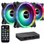 Aerocool DUO12PRO komplekts 3x ventilators 12 cm ARGB LED dubultā gredzena pretvibrācijas 6 kontaktu, melns