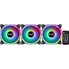 Aerocool DUO12PRO komplekts 3x ventilators 12 cm ARGB LED dubultā gredzena pretvibrācijas 6 kontaktu, melns